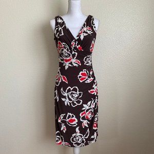 American Living Dress Floral brown Flower wrap Sheath stretch ruched Ruffled